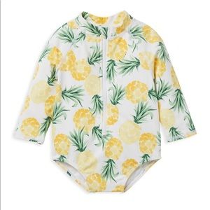 Janie and Jack Baby Girl's Pineapple Print Rashguard One-Piece 18-24 Months